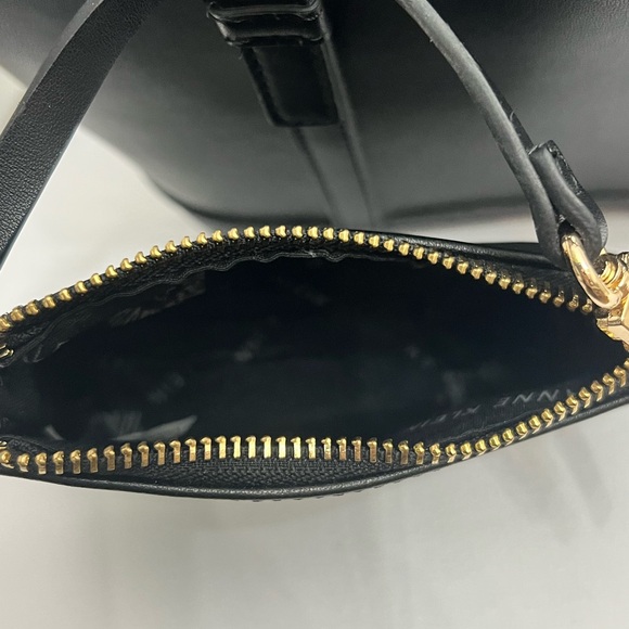 Anne Klein Black Crossbody Bag with Detachable Zip Pouch and Gold Hardware - Picture 9 of 15